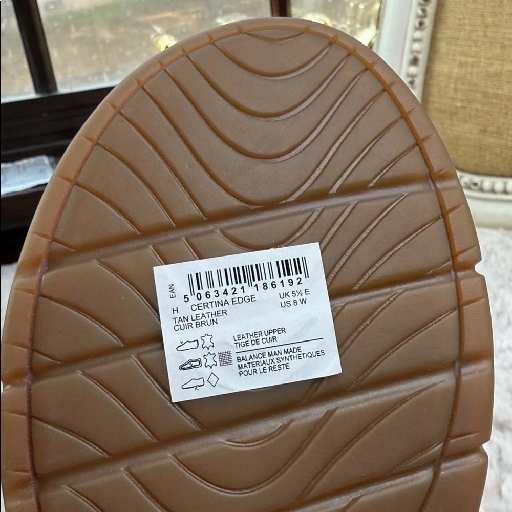 Clarks | Certina Edge Tan Leather Flat, Size 8W, NWT